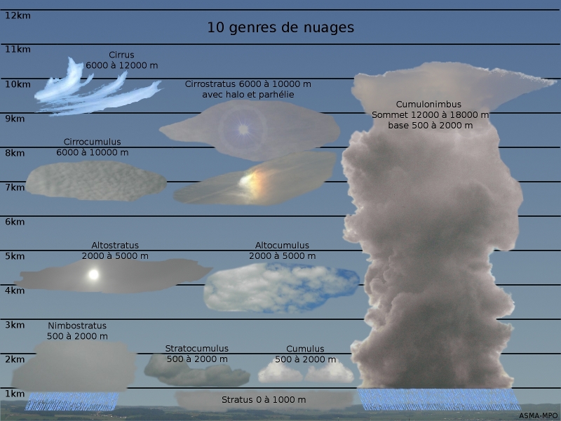 Les différentes sortes de nuages selon l'OMM