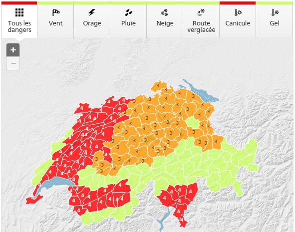 Alerte canicule de Météo Suisse en juin 2015
