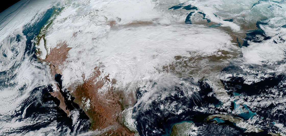 Nord des Etats-Unis et Canada vu par un satellite météorologique